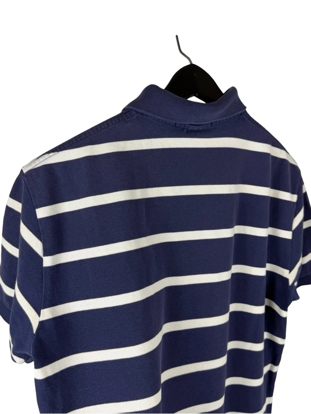 Vintage 2000s Polo Ralph Lauren Small Pony Blue Striped Polo Shirt Size M